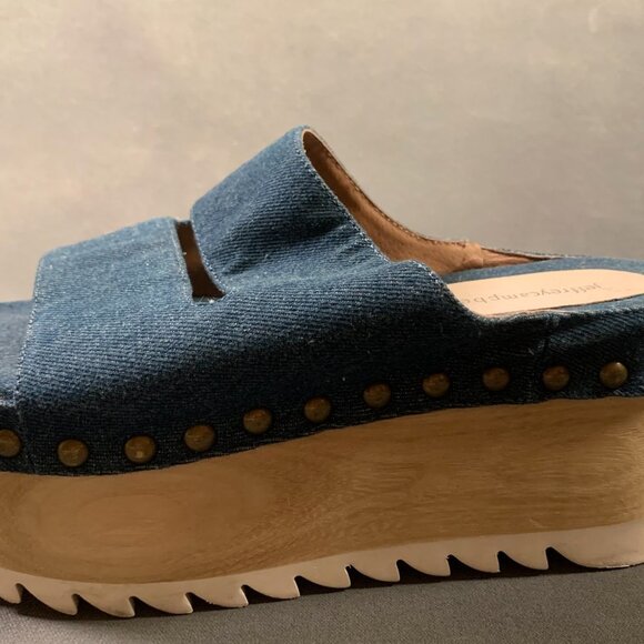 Jeffrey Campbell Denim Studded Slides Platforms size 10 women’s - Picture 3 of 8